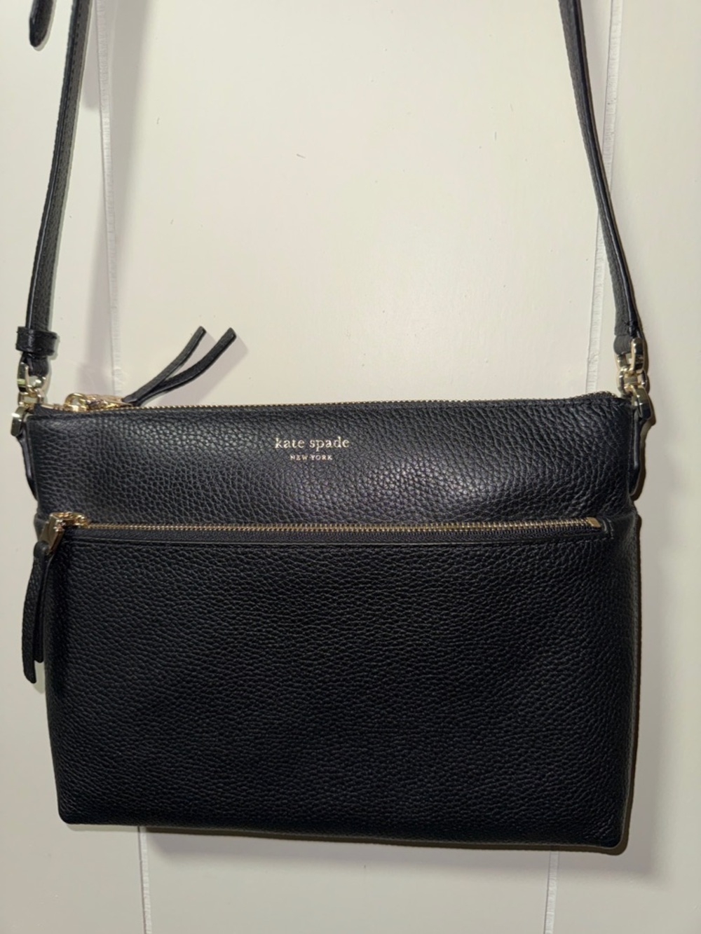 Kate Spade Polly Leather Crossbody Bag Black Gold Hardware NWT